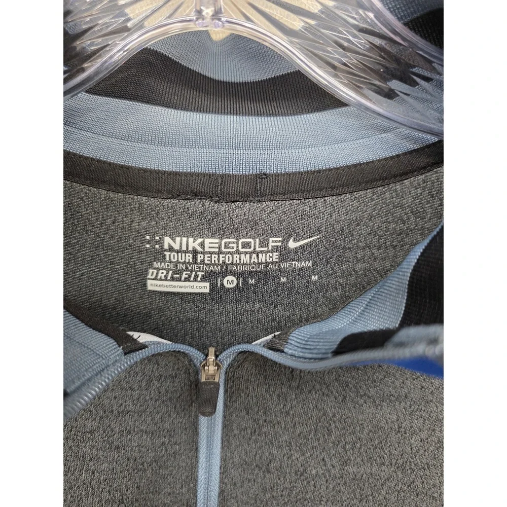 Nike Golf Tour Performance Dri-FIT Quarter Zip Pullover Gray Blue‎ Mens Medium